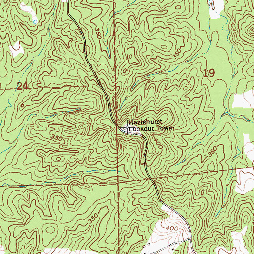 Topographic Map of Hazlehurst Lookout Tower, MS