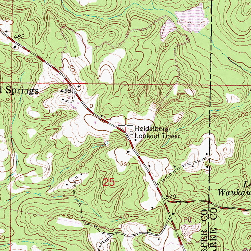 Topographic Map of Heidelberg Lookout Tower, MS