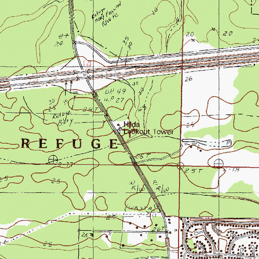 Topographic Map of Hilda Lookout Tower, MS