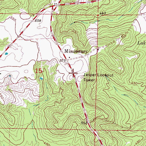 Topographic Map of Jasper Lookout Tower, MS
