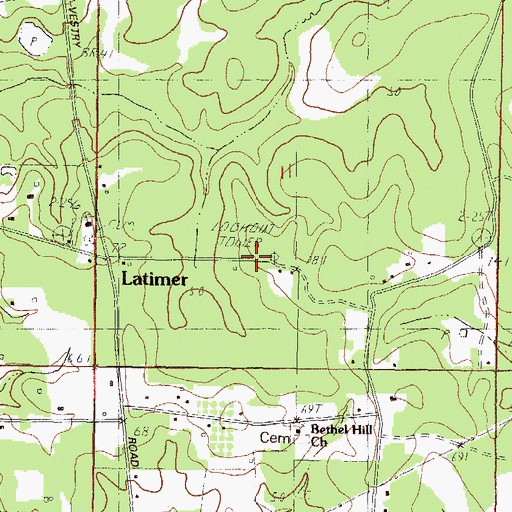 Topographic Map of Latimer Lookout Tower, MS