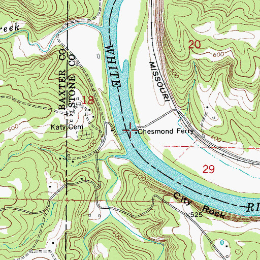Topographic Map of Chesmond Ferry, AR