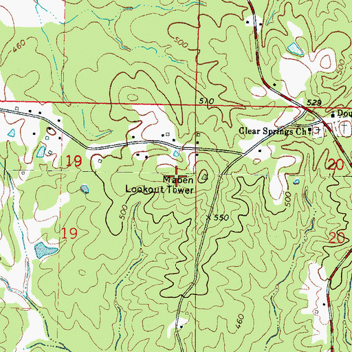 Topographic Map of Maben Lookout Tower, MS