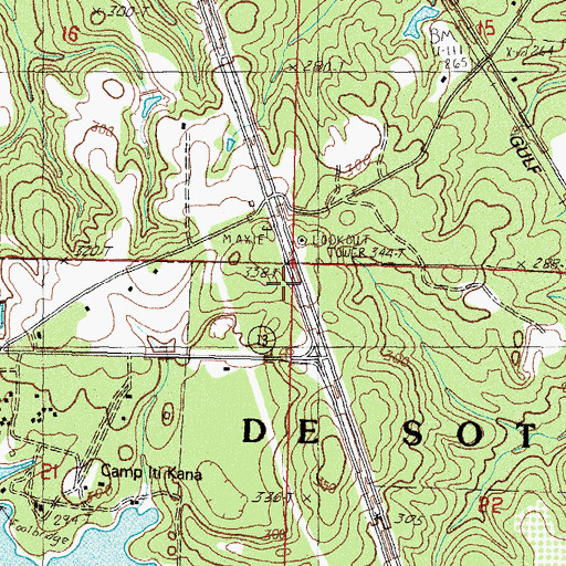 Topographic Map of Maxie Fire Tower, MS