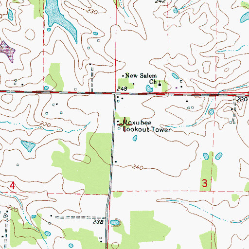 Topographic Map of Noxubee Lookout Tower, MS
