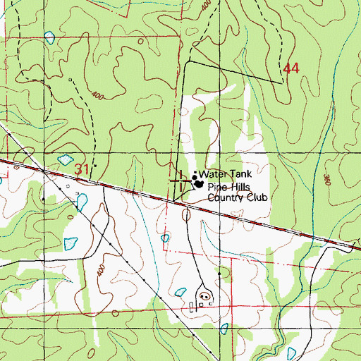 Topographic Map of Pine Hills Country Club, MS