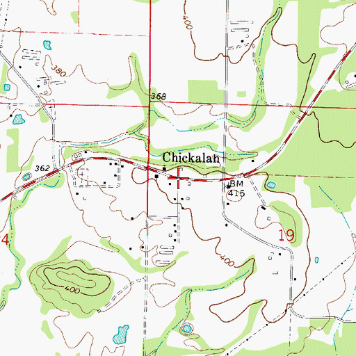 Topographic Map of Chickalah, AR