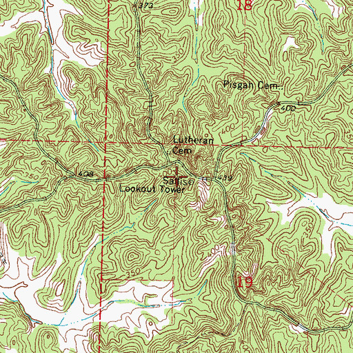 Topographic Map of Sallis Lookout Tower, MS