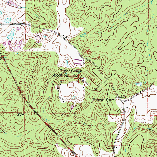 Topographic Map of Tiger Creek Lookout Tower, MS