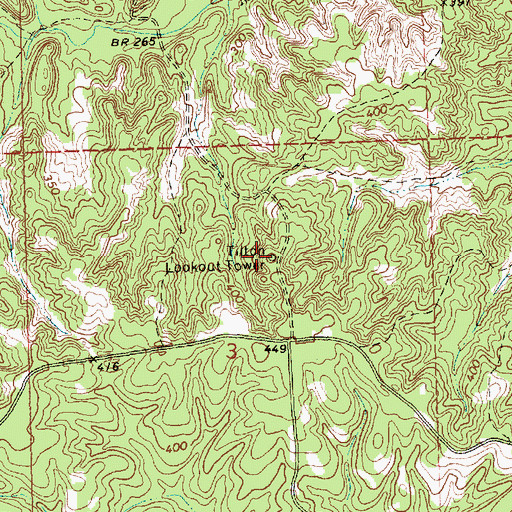 Topographic Map of Tilton Lookout Tower, MS