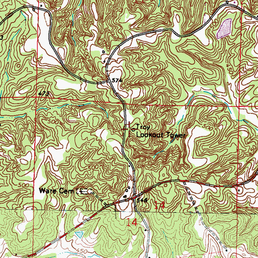 Topographic Map of Troy Lookout Tower, MS