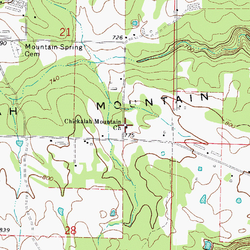 Topographic Map of Chickalah Mountain Church, AR