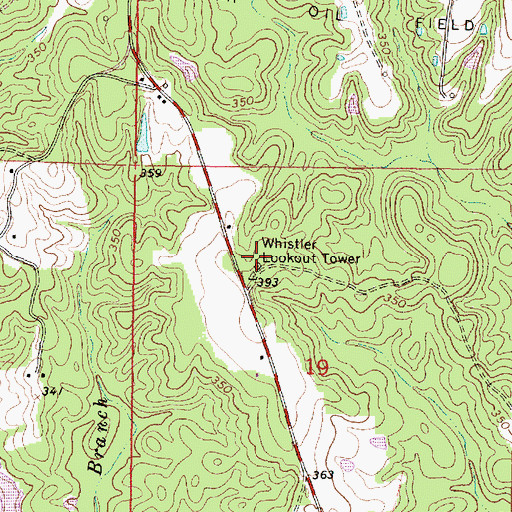 Topographic Map of Whistler Lookout Tower, MS