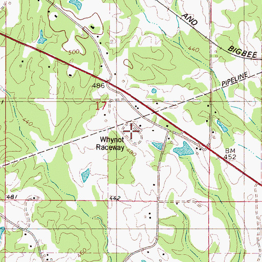 Topographic Map of Whynot Raceway, MS