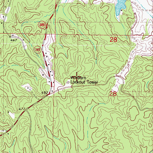 Topographic Map of Winborn Lookout Tower, MS