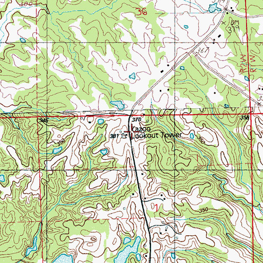 Topographic Map of Yazoo Lookout Tower, MS