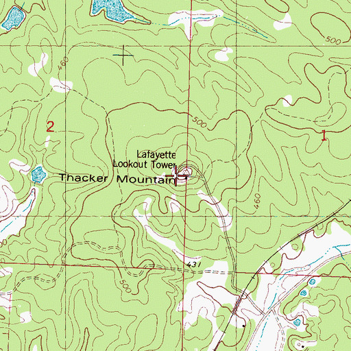 Topographic Map of Lafayette Lookout Tower, MS