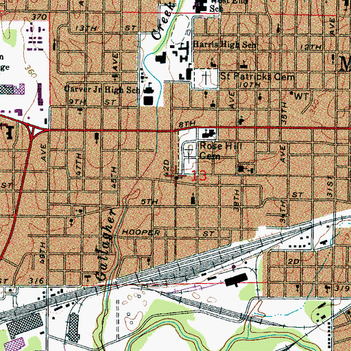 Topographic Map of Calvary Apostolic Church, MS