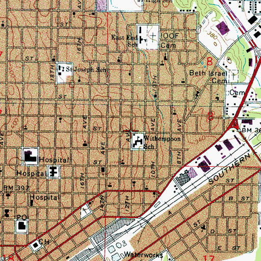 Topographic Map of Calvary Temple Assembly of God Church, MS