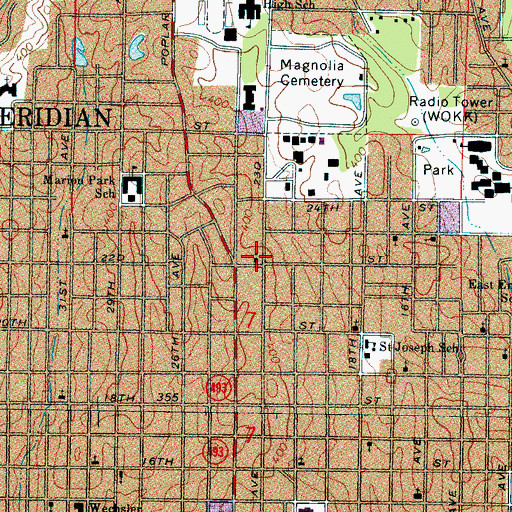 Topographic Map of Central Church of the Nazarene, MS