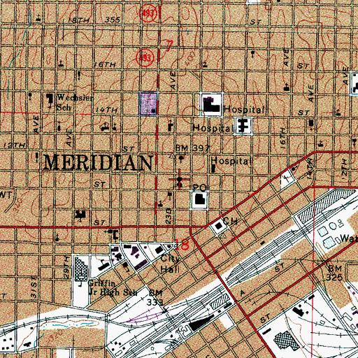 Topographic Map of Central United Methodist Church, MS