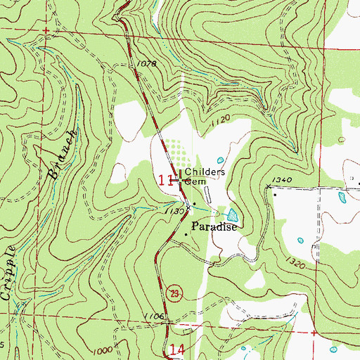 Topographic Map of Childers Cemetery, AR