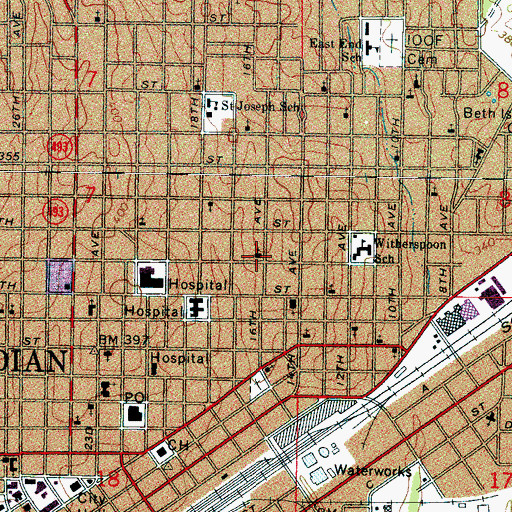 Topographic Map of East End United Methodist Church, MS