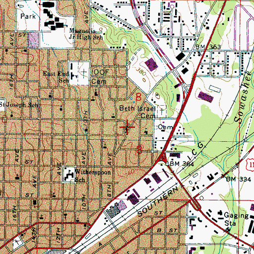 Topographic Map of Eastview Baptist Church, MS