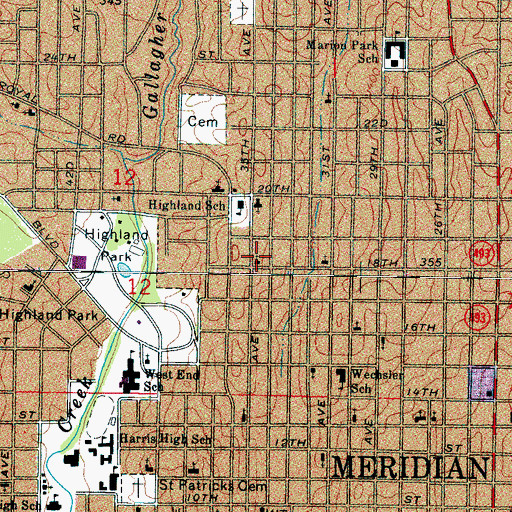 Topographic Map of Emmanuel Baptist Church, MS