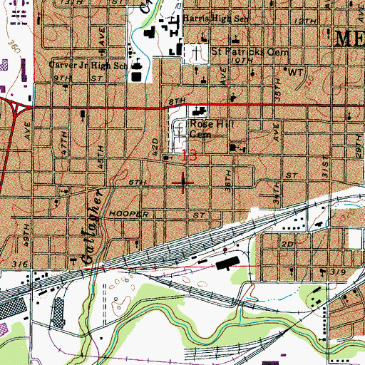 Topographic Map of Fifth Street United Methodist Church, MS