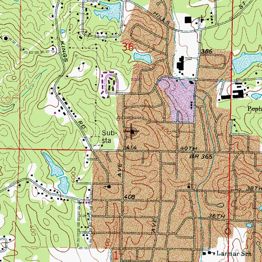 Topographic Map of First Church of God, MS