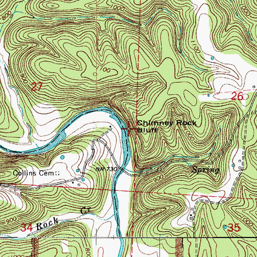 Topographic Map of Chimney Rock Bluff, AR