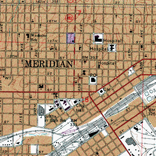 Topographic Map of First Presbyterian Church, MS