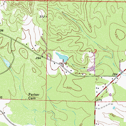 Topographic Map of Garretts Store (historical), MS