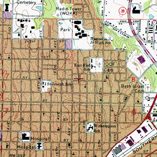 Topographic Map of Haven Chapel United Methodist Church, MS