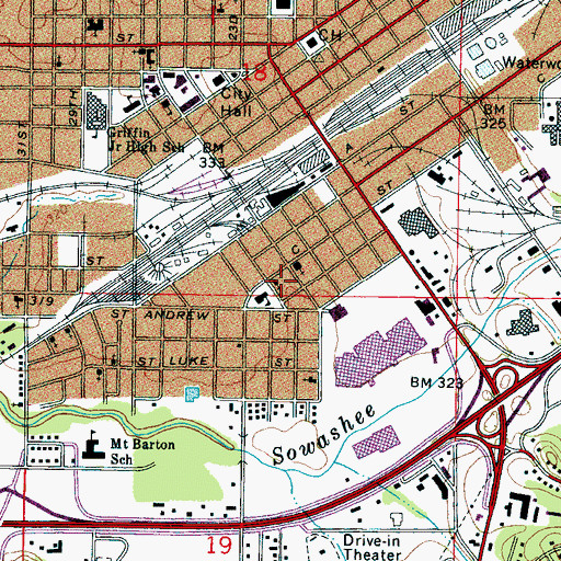 Topographic Map of Hawkins Memorial United Methodist Church, MS