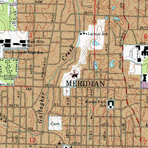Topographic Map of Highland Baptist Church, MS