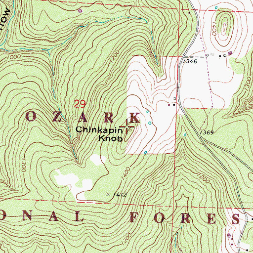 Topographic Map of Chinkapin Knob, AR