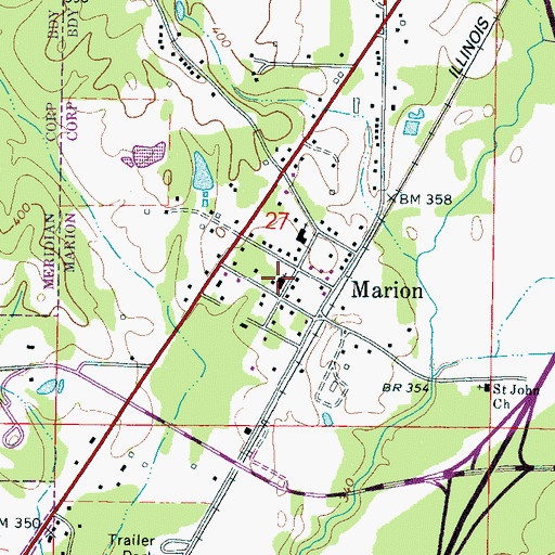 Topographic Map of Marion United Methodist Church, MS