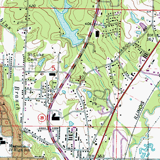 Topographic Map of Martin School (historical), MS