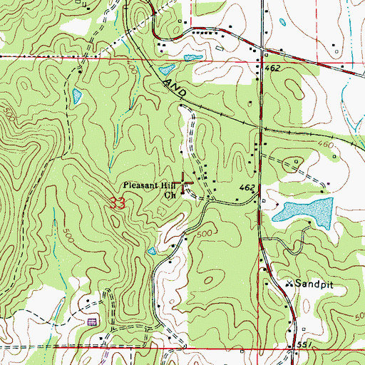 Topographic Map of McShann School (historical), MS