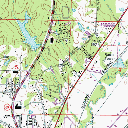 Topographic Map of Meridale Baptist Church, MS