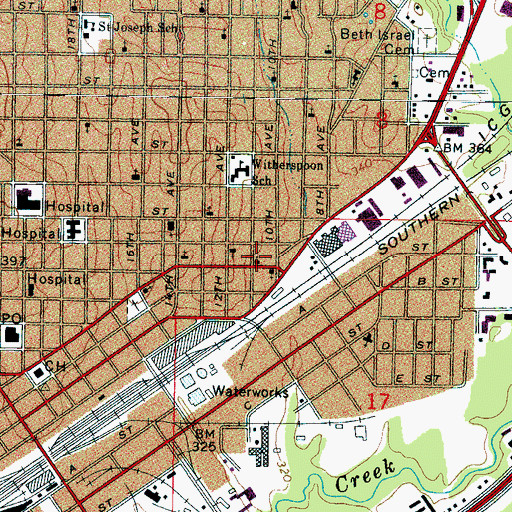 Topographic Map of Mount Calvary Baptist Church, MS