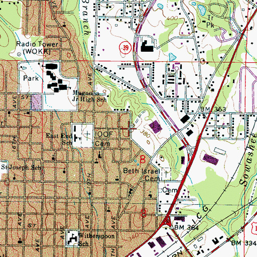 Topographic Map of Mount Valley Baptist Church, MS