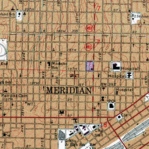 Topographic Map of New Hope Baptist Church, MS