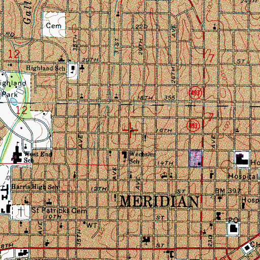 Topographic Map of New Jerusalem Baptist Church, MS