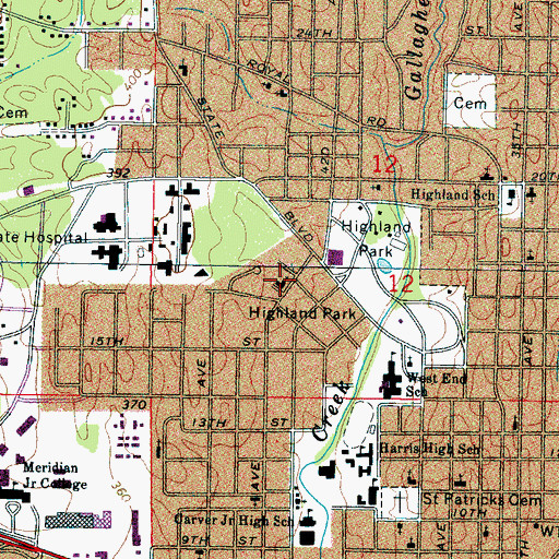 Topographic Map of Parkview Church of God, MS
