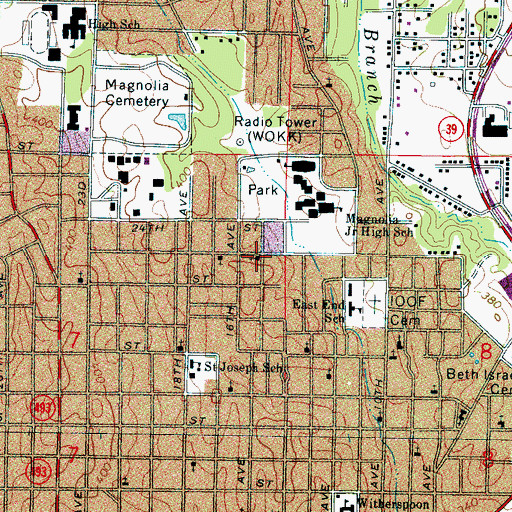 Topographic Map of Pentecostal Church of God, MS