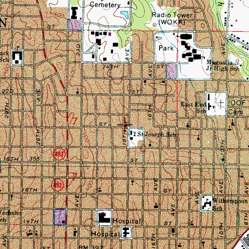 Topographic Map of Saint John Baptist Church, MS