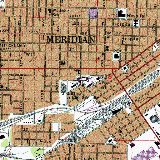 Topographic Map of Saint Patrick Catholic Church, MS